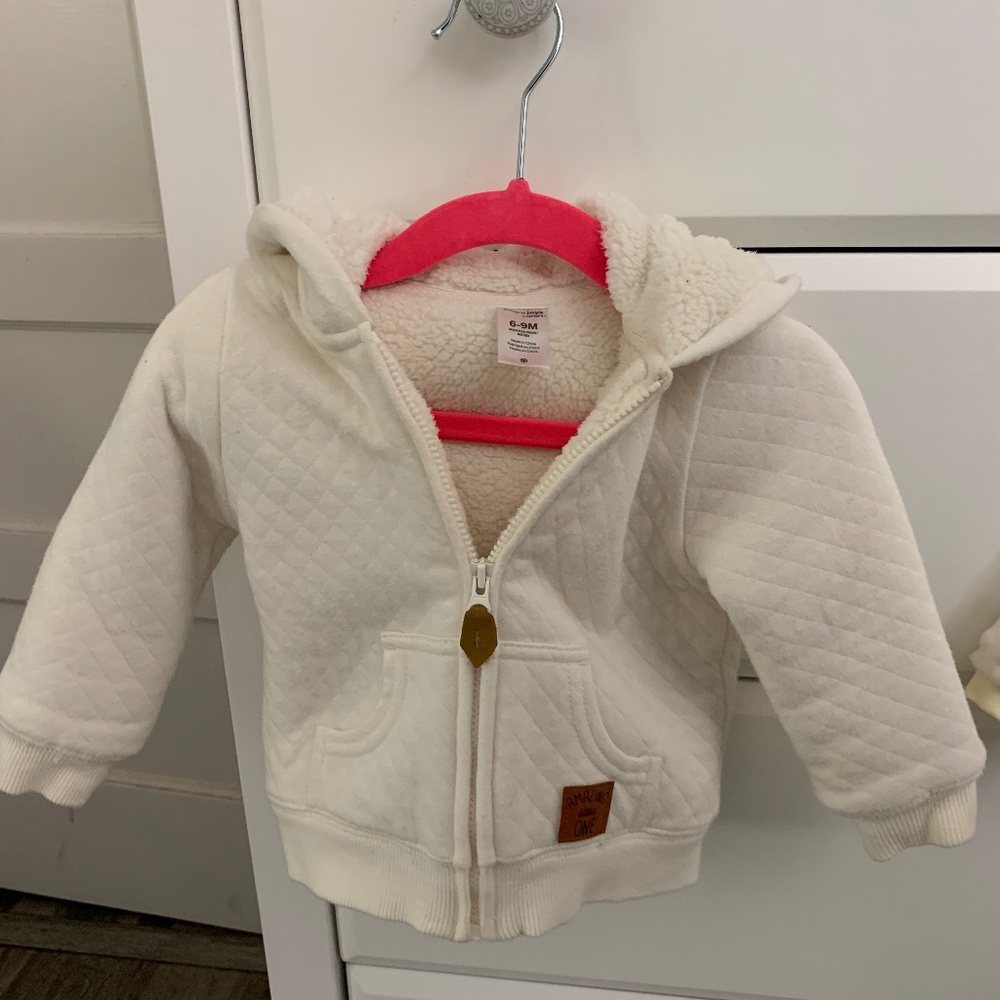 Coat and footie PJs (both 6-9 months)